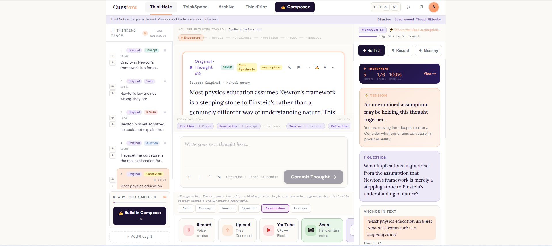 ThinkNote interface screenshot